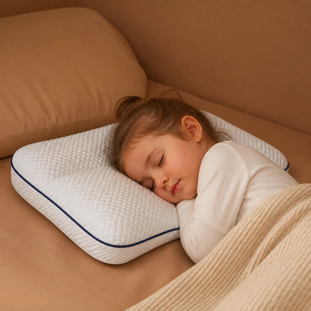 Kids Pillow Memory Foam Contoured Neck Support Breathable