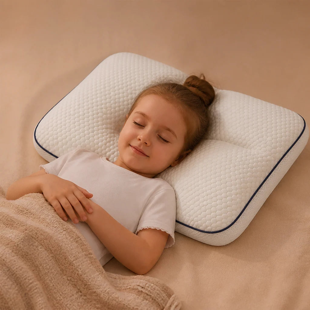 Kids Pillow Memory Foam Contoured Neck Support Breathable