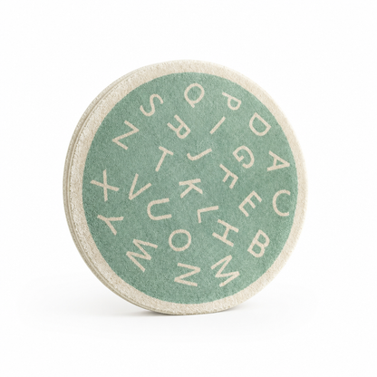 Kids Round Play Rug Plush Alphabet Design Machine Washable