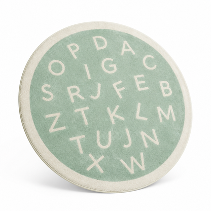 Kids Round Play Rug Plush Alphabet Design Machine Washable