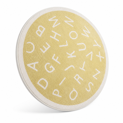 Kids Round Play Rug Plush Alphabet Design Machine Washable