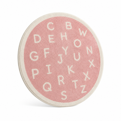 Kids Round Play Rug Plush Alphabet Design Machine Washable
