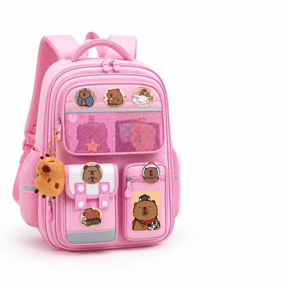 Kids School Backpack Multi-Compartment Personalized Badges & Plush