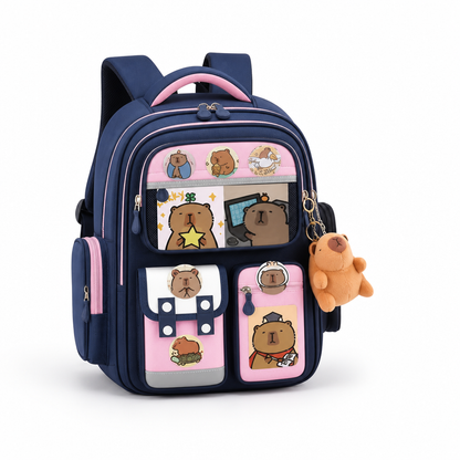 Kids School Backpack Multi-Compartment Personalized Badges & Plush