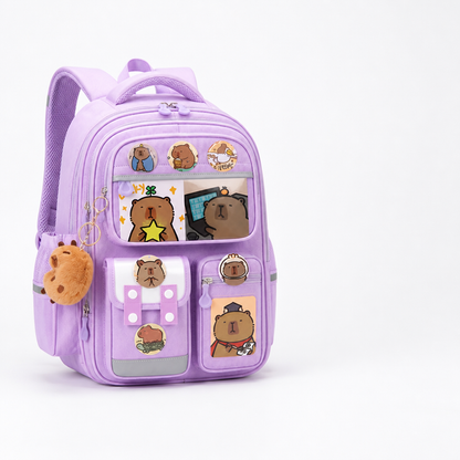 Kids School Backpack Multi-Compartment Personalized Badges & Plush
