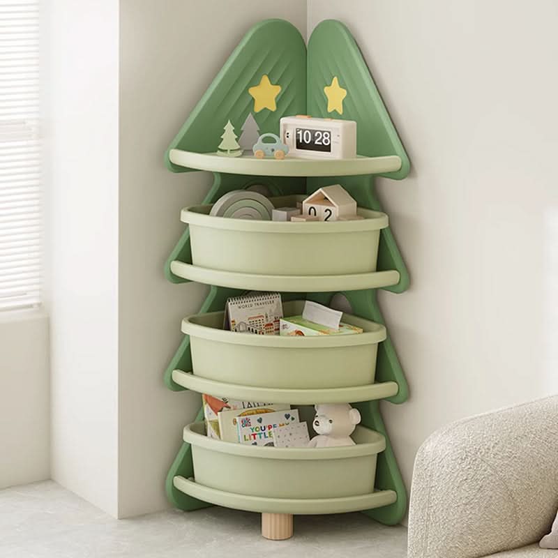 Kids Storage Shelf Four-Tier Christmas Tree Design