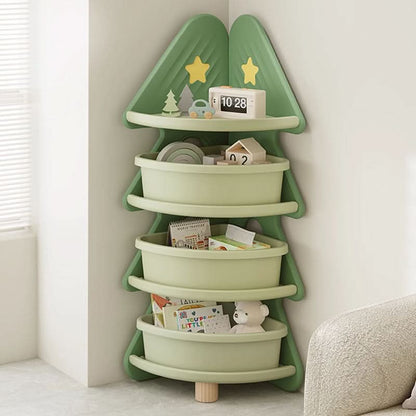 Kids Storage Shelf Four-Tier Christmas Tree Design