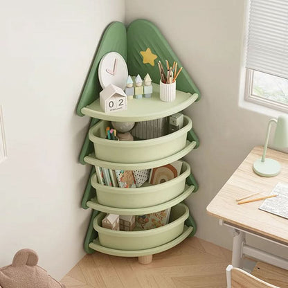 Kids Storage Shelf Four-Tier Christmas Tree Design