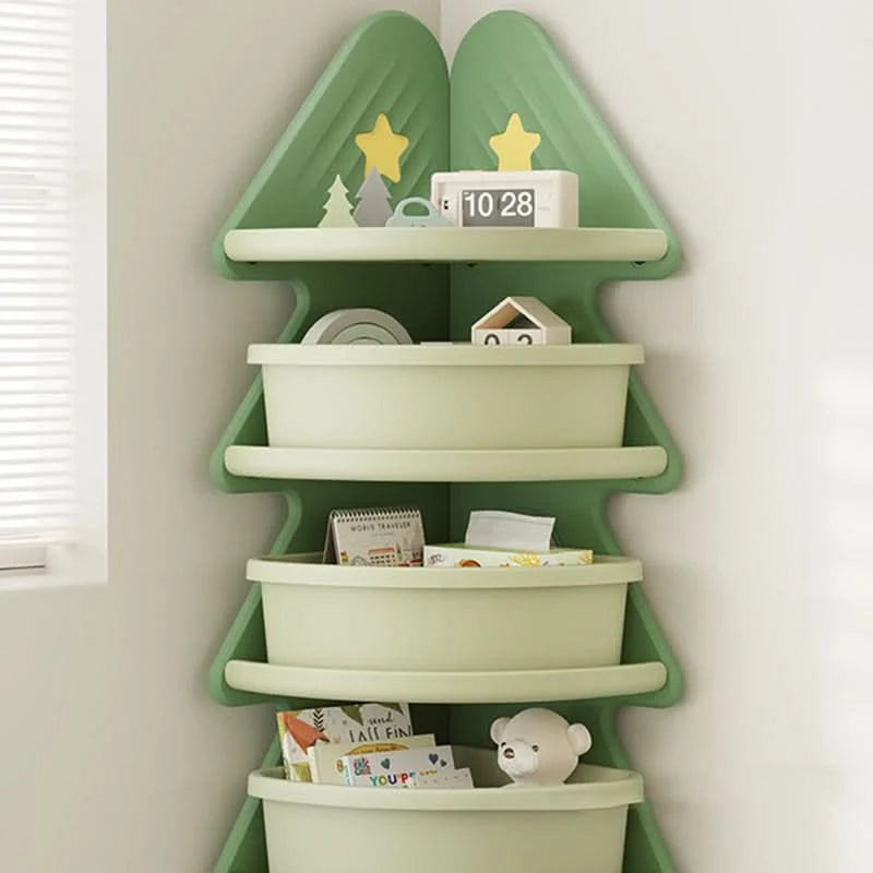 Kids Storage Shelf Four-Tier Christmas Tree Design