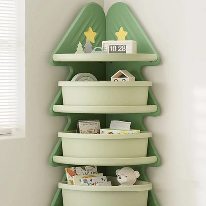 Kids Storage Shelf Four-Tier Christmas Tree Design