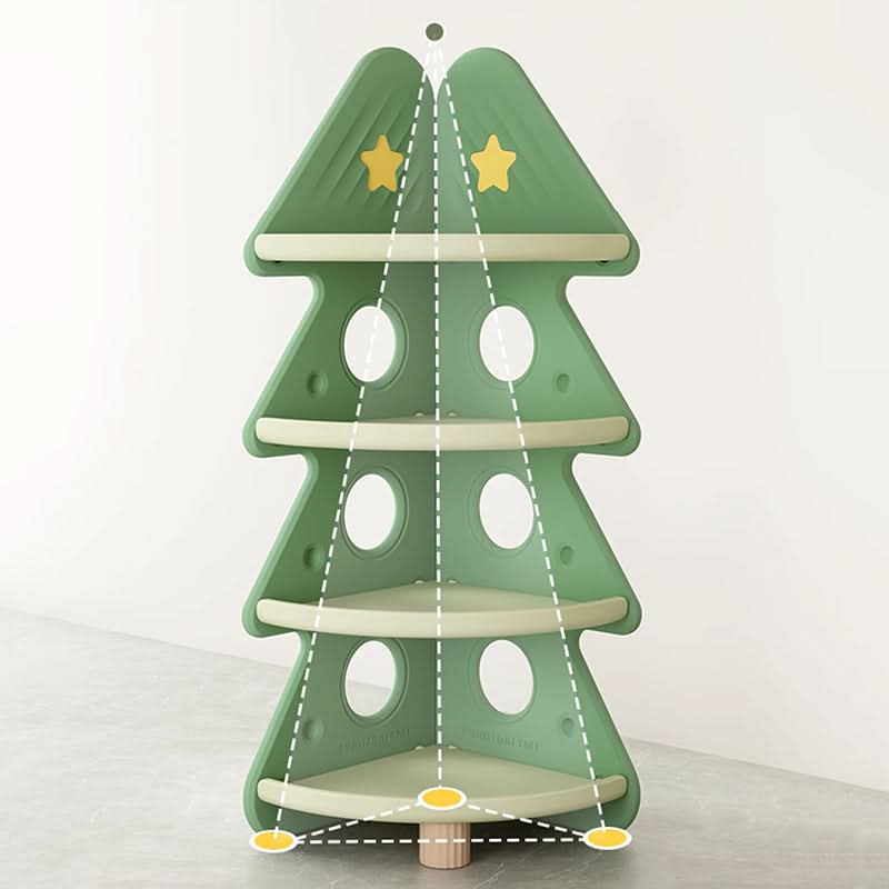 Kids Storage Shelf Four-Tier Christmas Tree Design