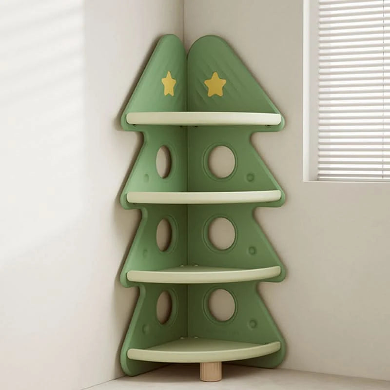 Kids Storage Shelf Four-Tier Christmas Tree Design