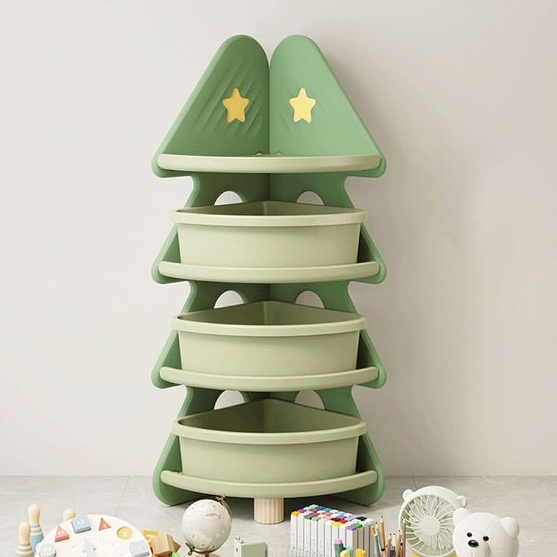 Kids Storage Shelf Four-Tier Christmas Tree Design