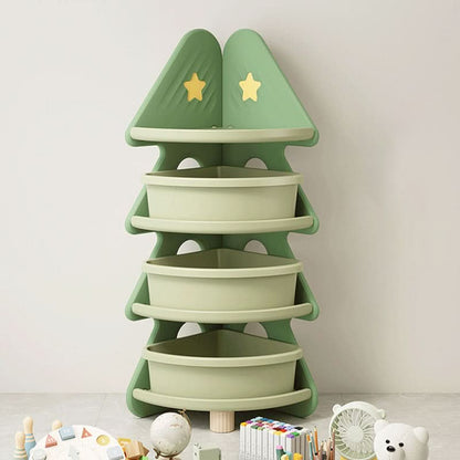 Kids Storage Shelf Four-Tier Christmas Tree Design