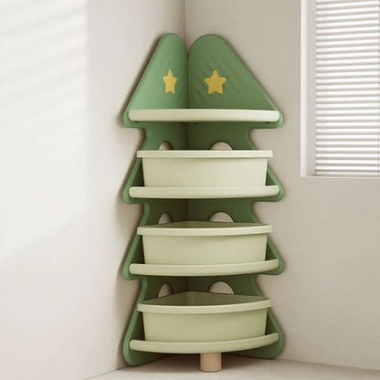 Kids Storage Shelf Four-Tier Christmas Tree Design