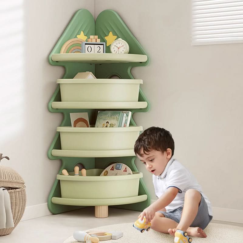 Kids Storage Shelf Four-Tier Christmas Tree Design