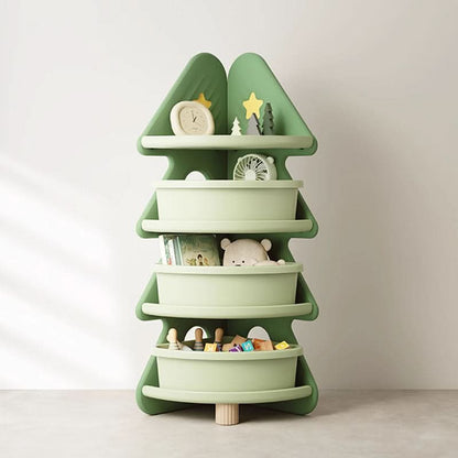 Kids Storage Shelf Four-Tier Christmas Tree Design