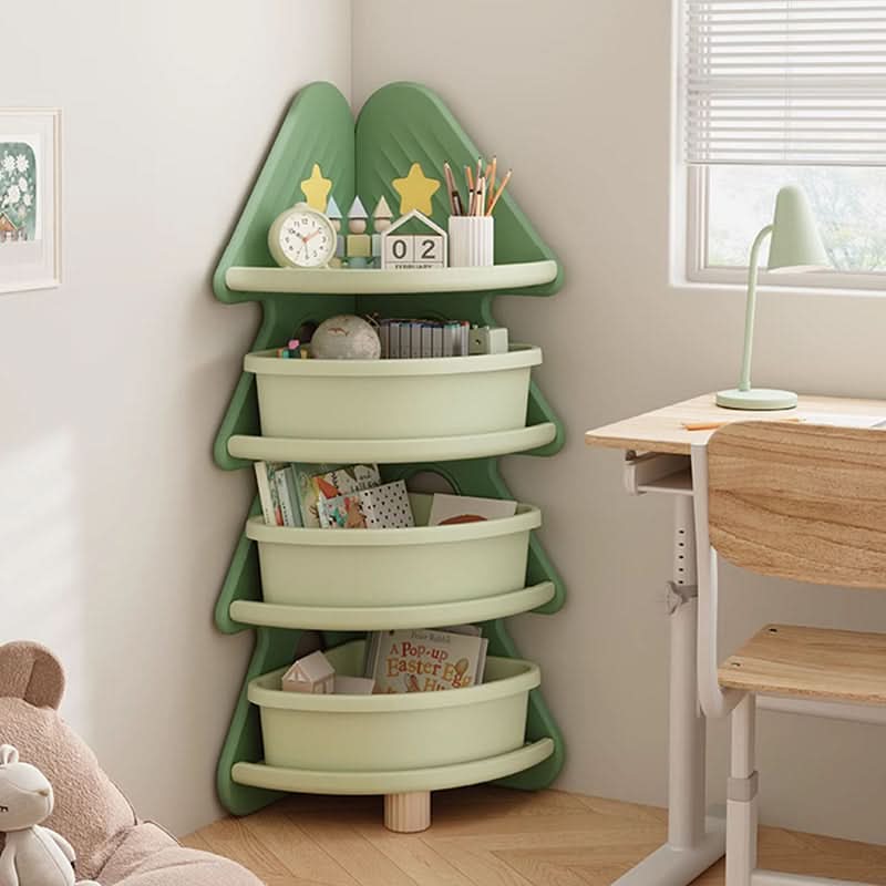 Kids Storage Shelf Four-Tier Christmas Tree Design