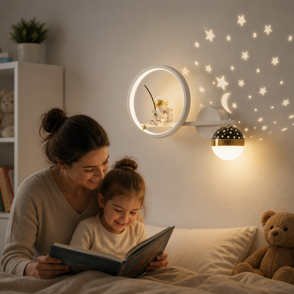 Kids Wall Night Light Astronaut Star Projector 3-Color Dimmable