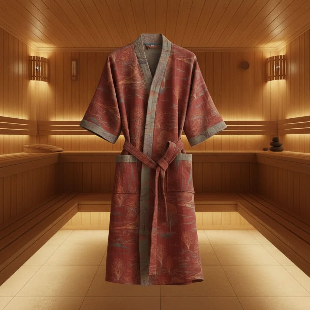 Kimono Bathrobe Reversible Organic Cotton Gauze Lightweight