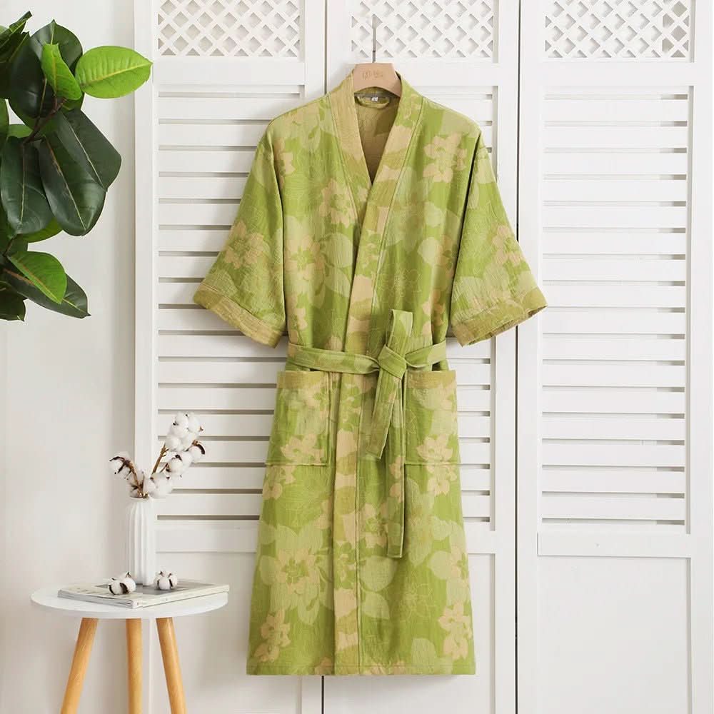 Kimono Bathrobe Reversible Organic Cotton Gauze Lightweight