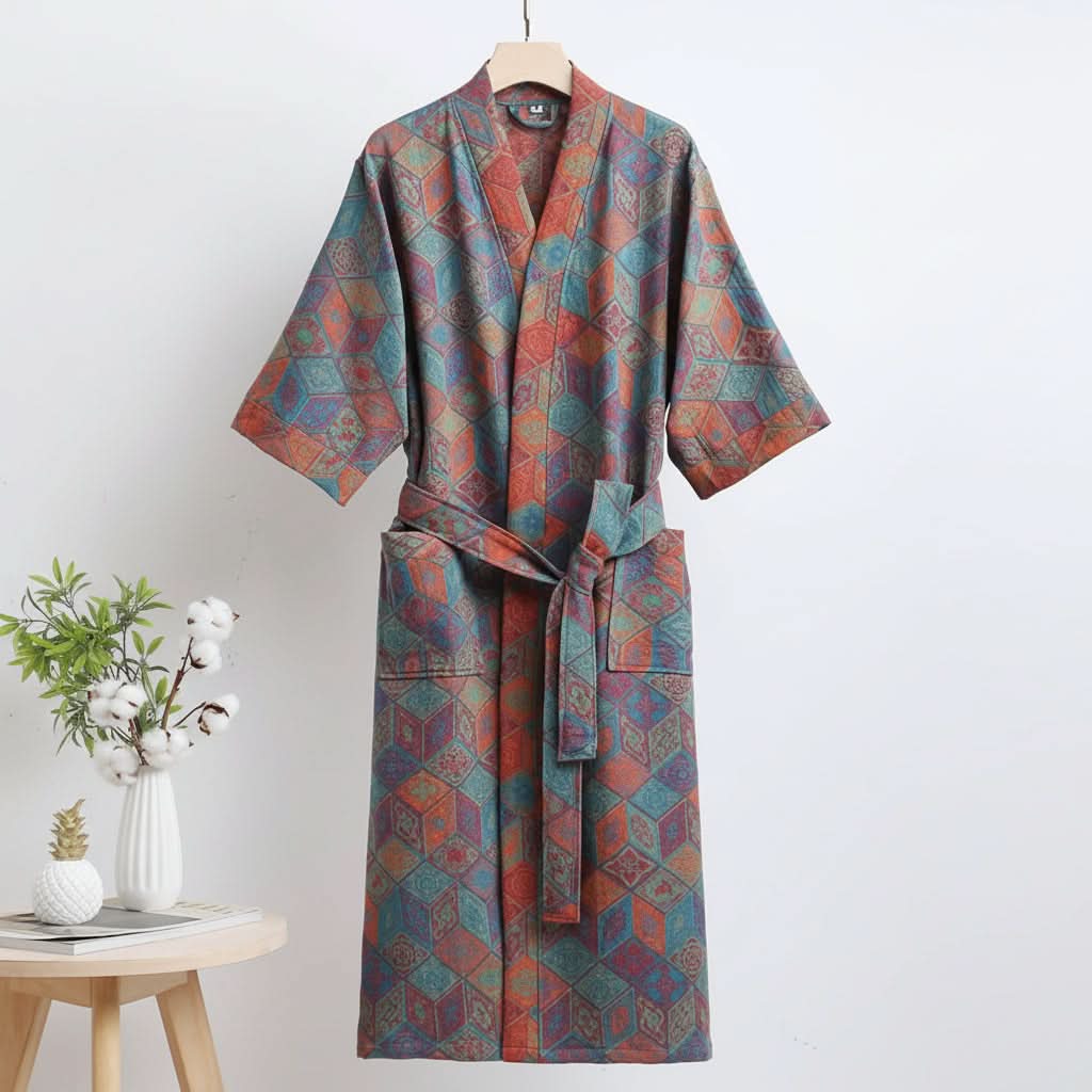 Kimono Bathrobe Reversible Organic Cotton Gauze Lightweight