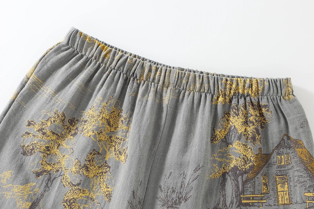 Kimono Pajama Set Pure Cotton Watercolor Print Lightweight