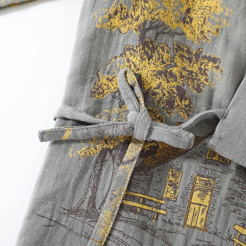 Kimono Pajama Set Pure Cotton Watercolor Print Lightweight