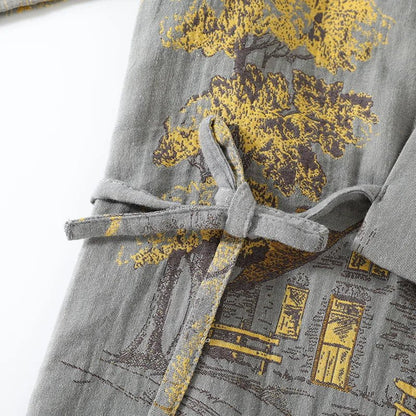 Kimono Pajama Set Pure Cotton Watercolor Print Lightweight