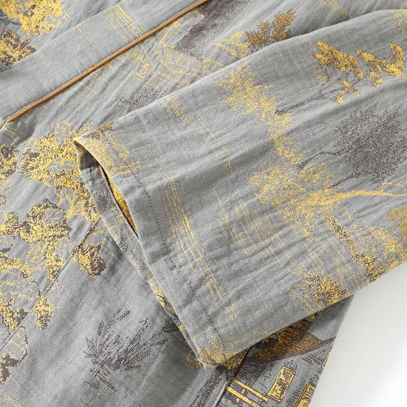 Kimono Pajama Set Pure Cotton Watercolor Print Lightweight