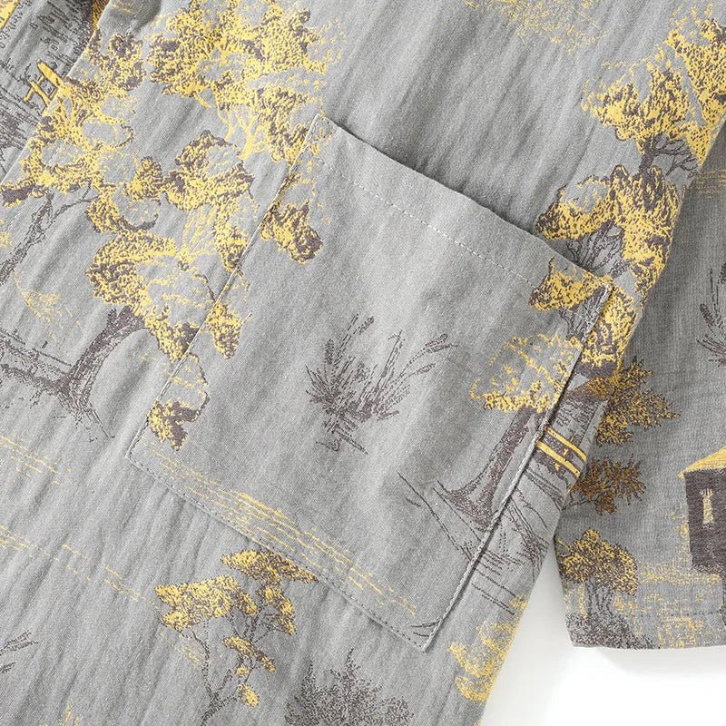 Kimono Pajama Set Pure Cotton Watercolor Print Lightweight