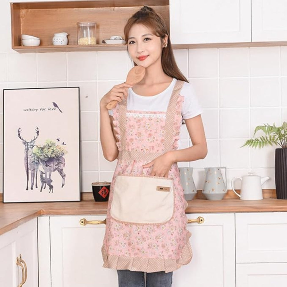 Kitchen Apron 100% Cotton Waterproof & Oil-Resistant Pocketed