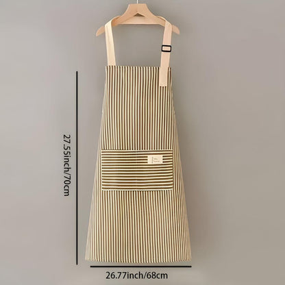 Kitchen Apron Striped Cotton-Linen Five Colors