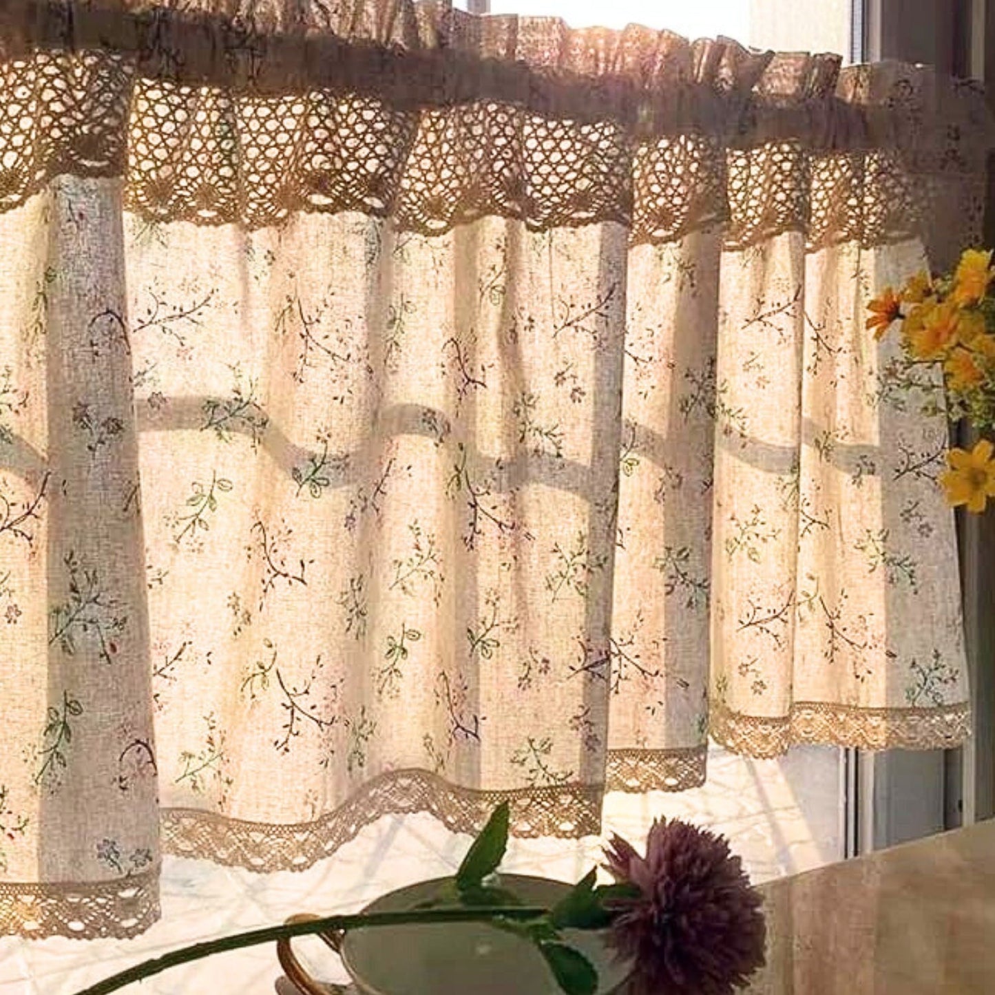 Kitchen Cabinet Curtain Microfiber Light-Filtering & UV-Resistant