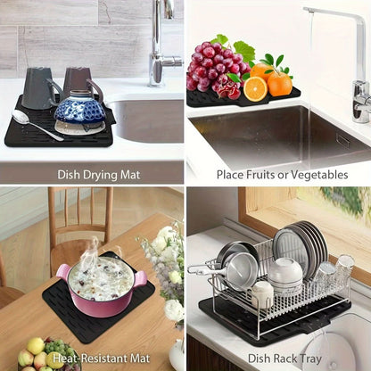 Kitchen Drying Mat Integrated Drainage Channel Non-Slip & Heat-Resistant