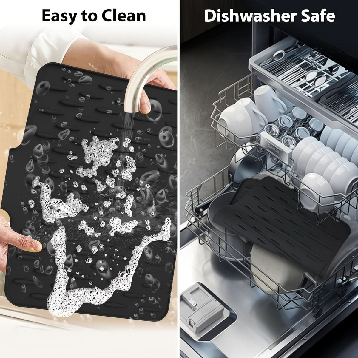 Kitchen Drying Mat Integrated Drainage Channel Non-Slip & Heat-Resistant