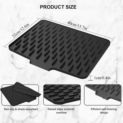 Kitchen Drying Mat Integrated Drainage Channel Non-Slip & Heat-Resistant