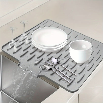 Kitchen Drying Mat Integrated Drainage Channel Non-Slip & Heat-Resistant
