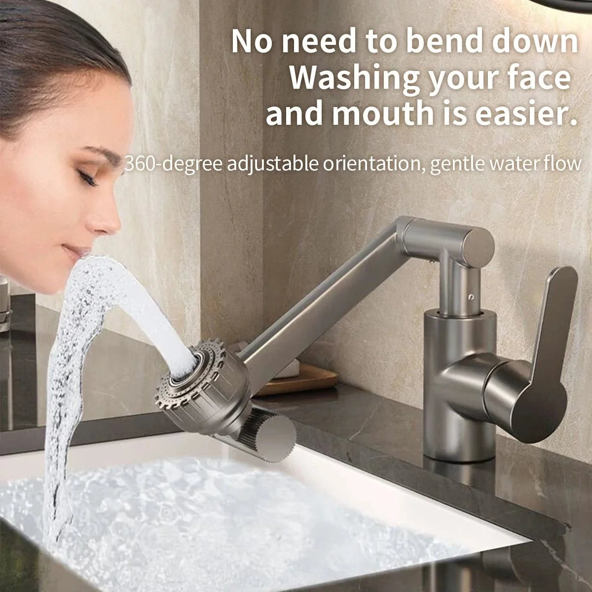 Kitchen Faucet 360° Swivel Arm Dual Spray Modes