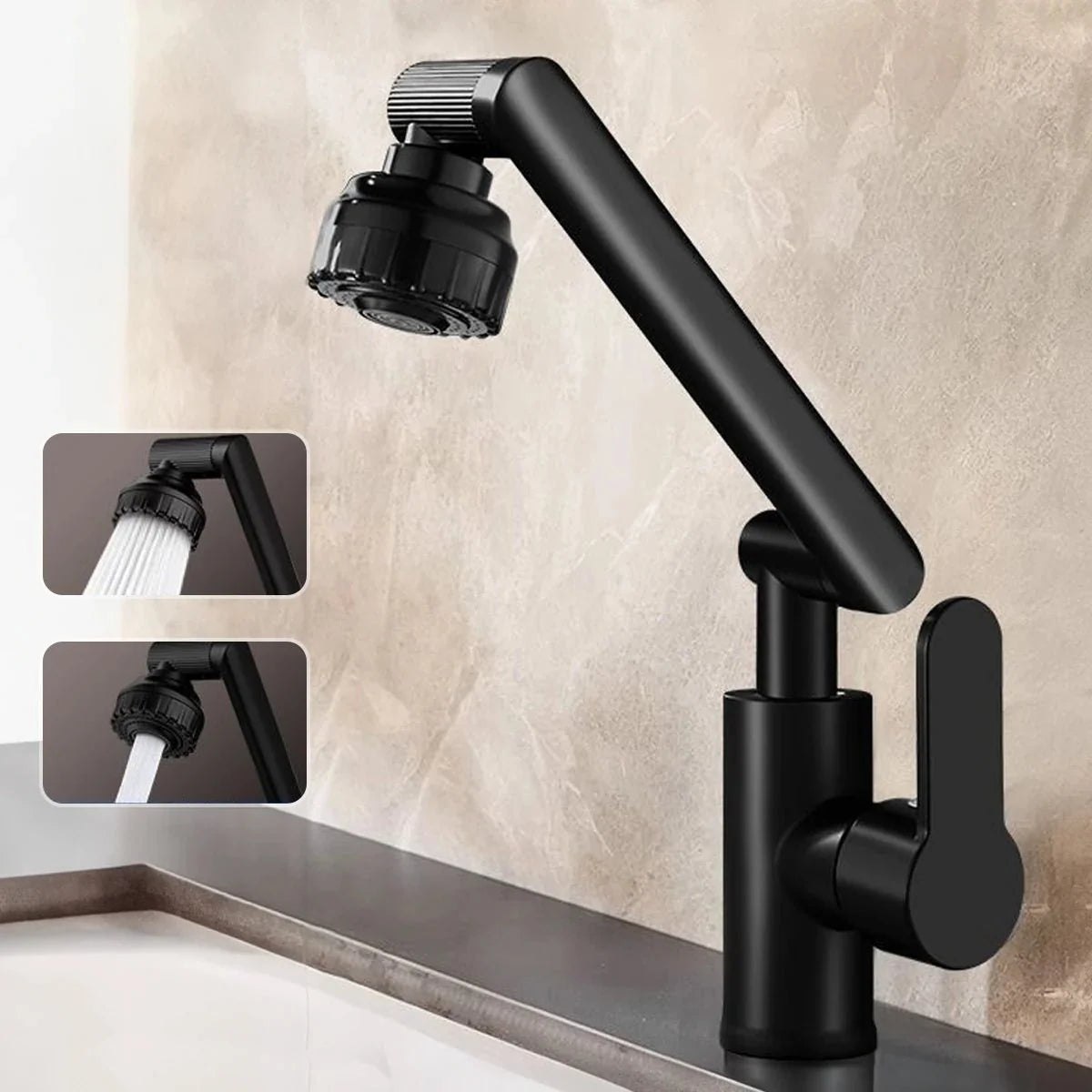 Kitchen Faucet 360° Swivel Arm Dual Spray Modes