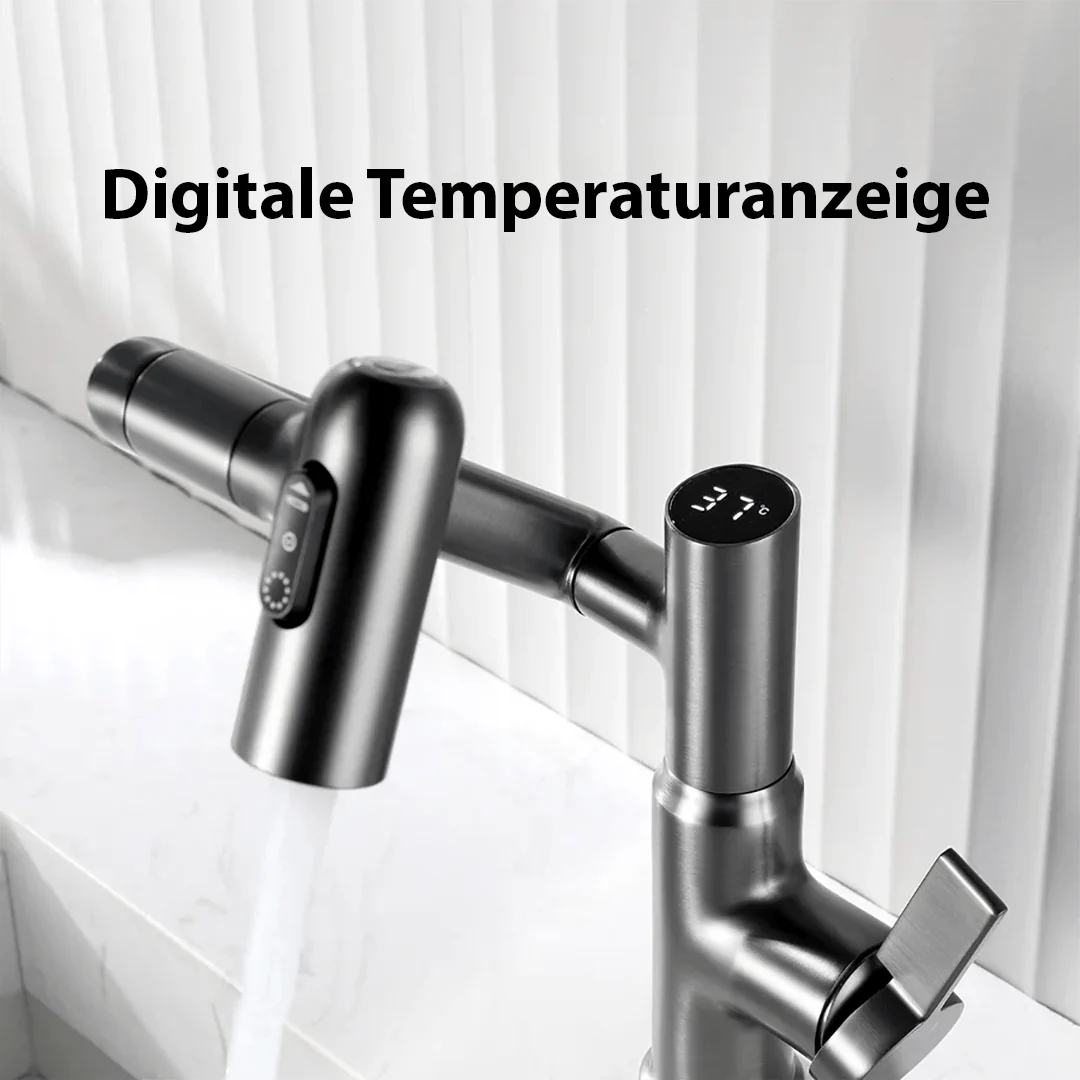 Kitchen Faucet 360° Swivel Height-Adjustable Temperature Display