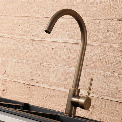 Kitchen Faucet Antique Brass 360° Swivel Spout Stainless Steel Body