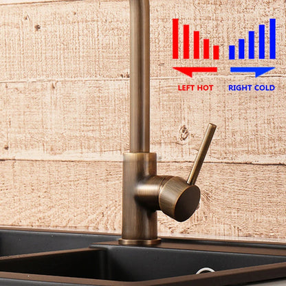 Kitchen Faucet Antique Brass 360° Swivel Spout Stainless Steel Body