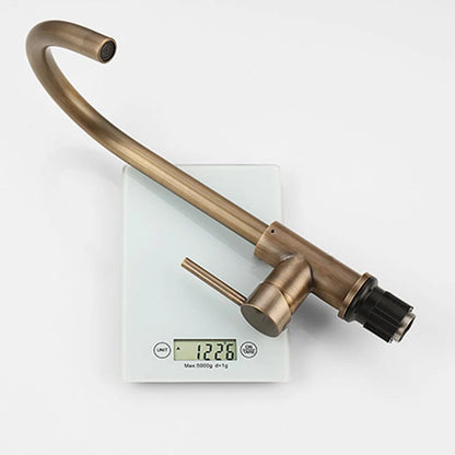 Kitchen Faucet Antique Brass 360° Swivel Spout Stainless Steel Body