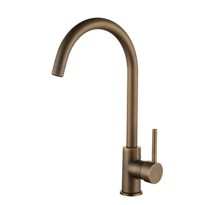 Kitchen Faucet Antique Brass 360° Swivel Spout Stainless Steel Body