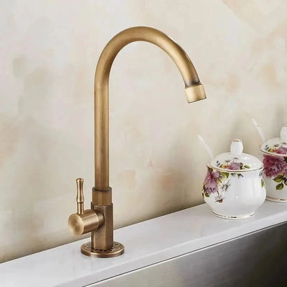 Kitchen Faucet Gooseneck Antique Brass Finish Brass Body