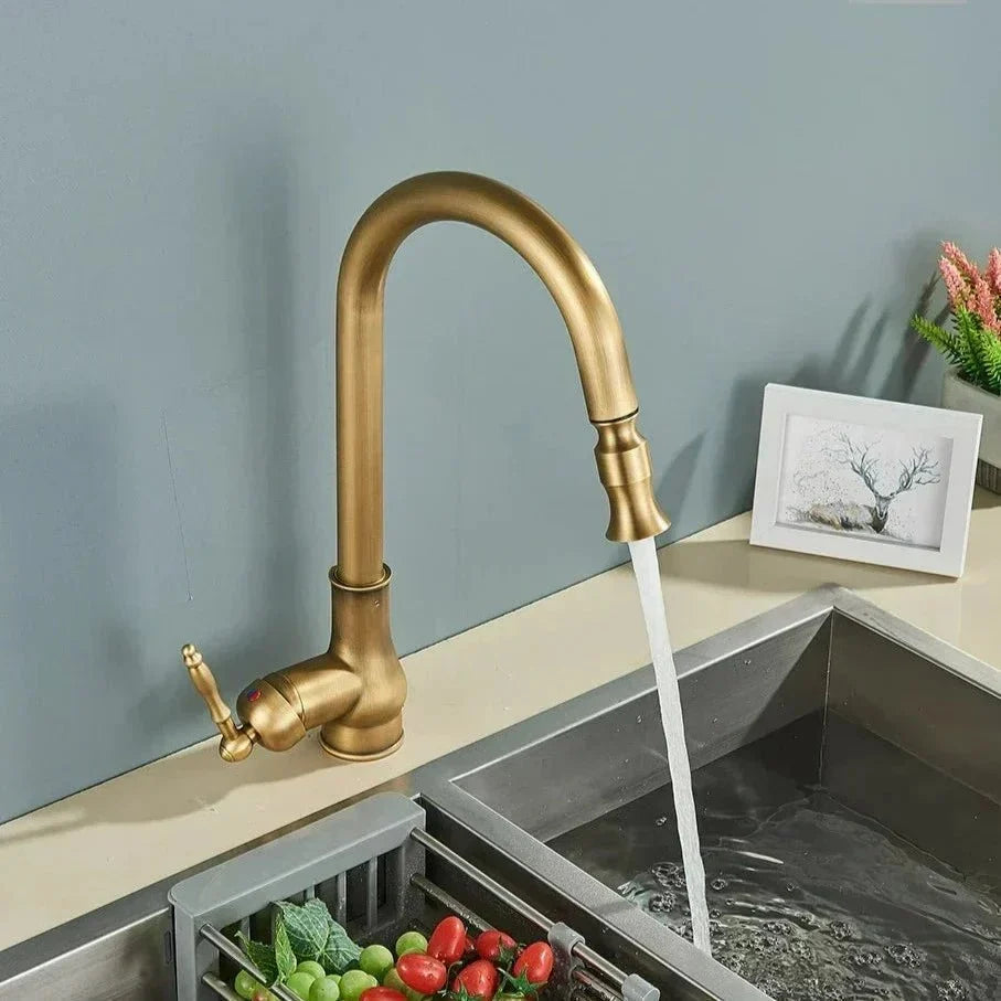 Kitchen Faucet Pull-Out Solid Brass Antique Bronze