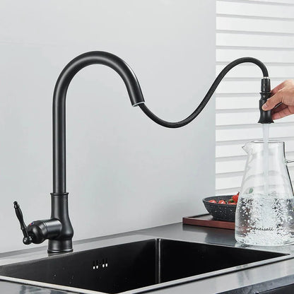 Kitchen Faucet Pull-Out Solid Brass Antique Bronze
