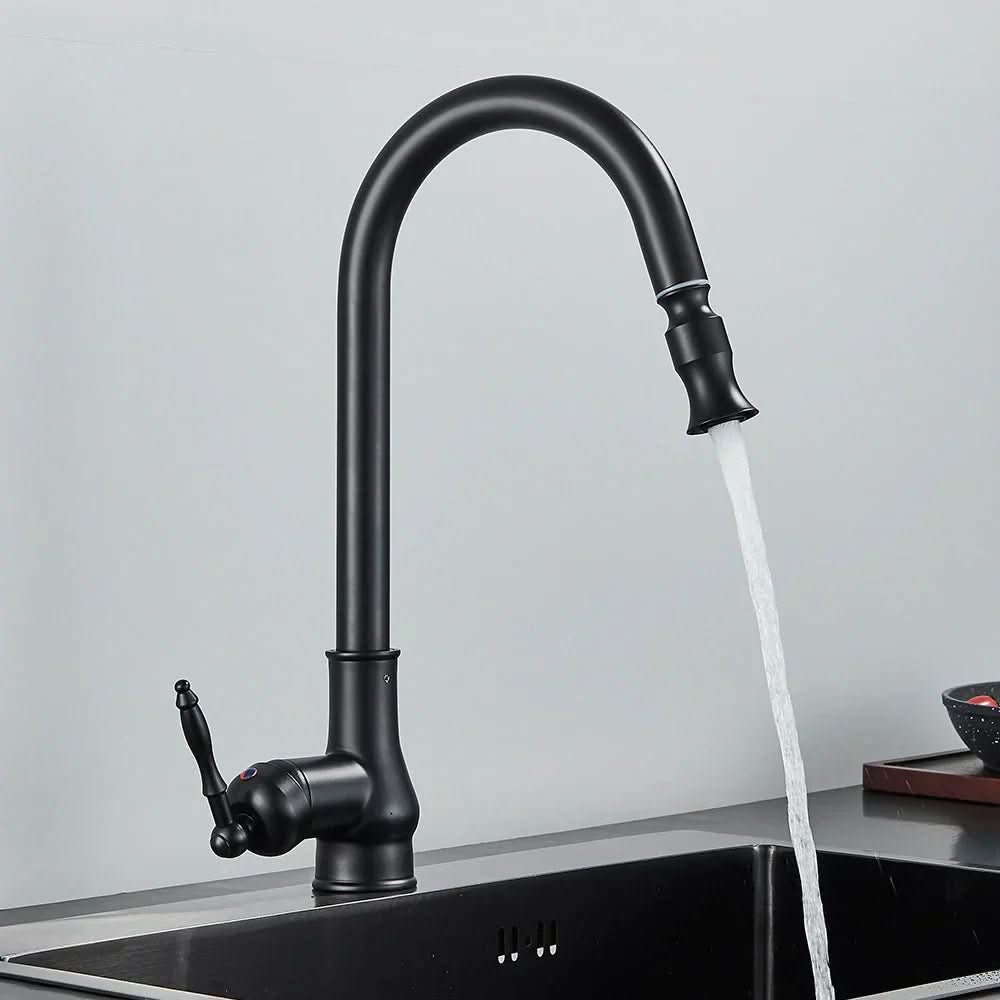 Kitchen Faucet Retractable Spray Head High-Arc Antique Brass