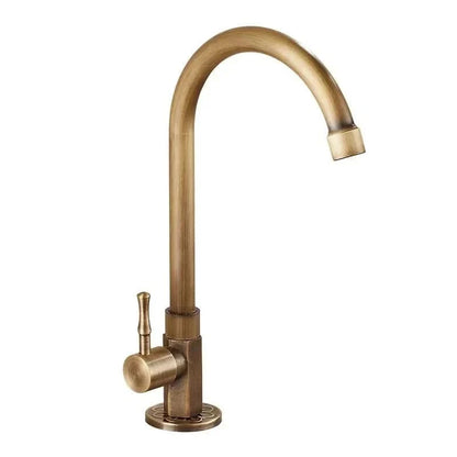 Kitchen Faucet Solid Brass Swan Neck Antique Brass Finish